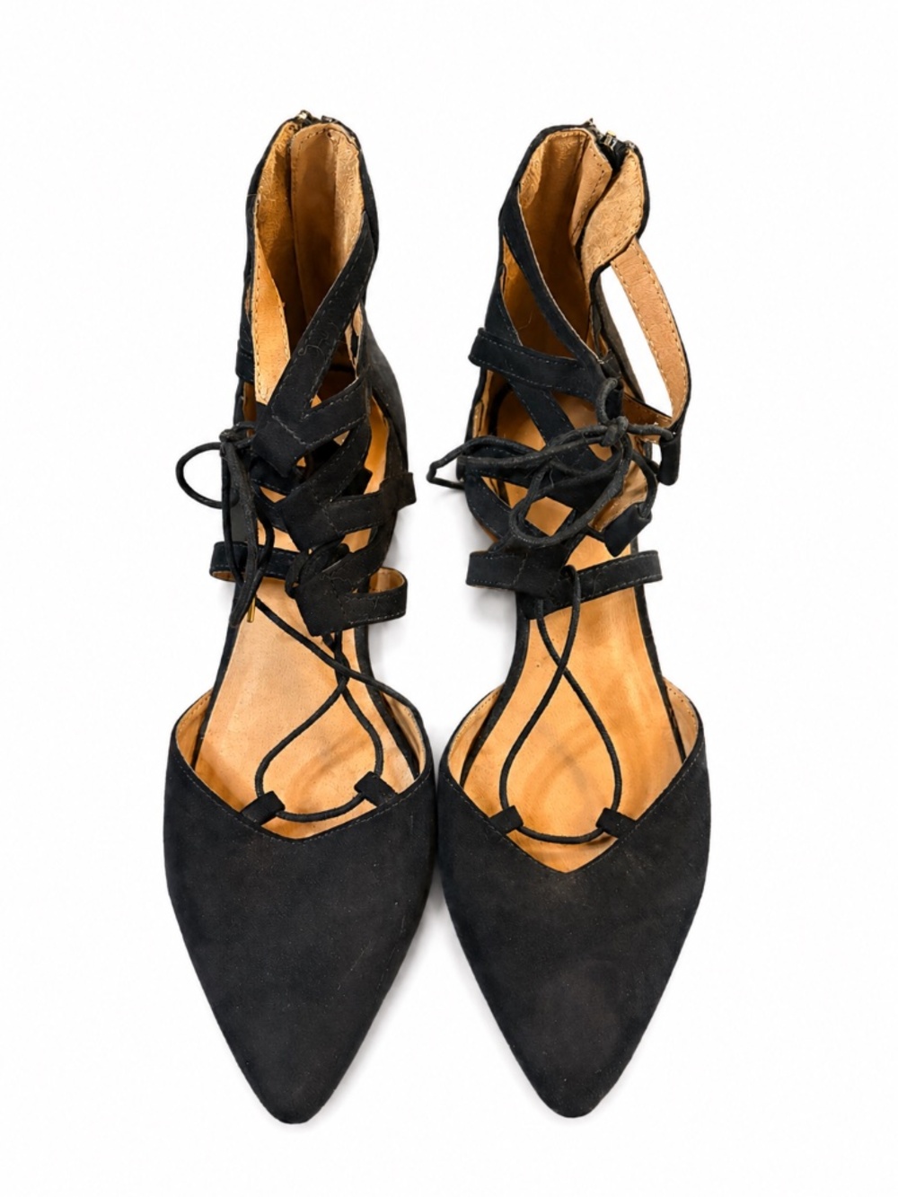 Mossimo Black Lace-Up Pointed Toe Flats Size 10